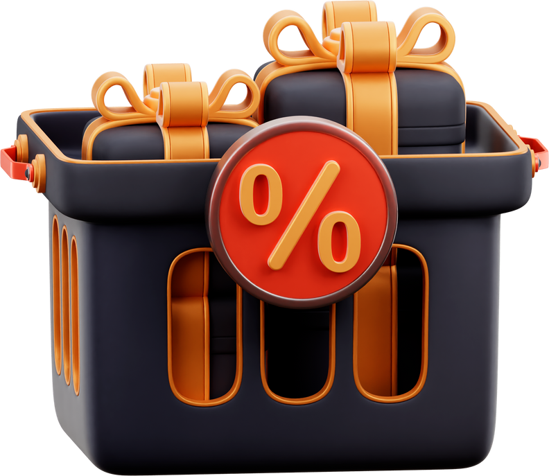 Shopping Basket Discount 3D Icon