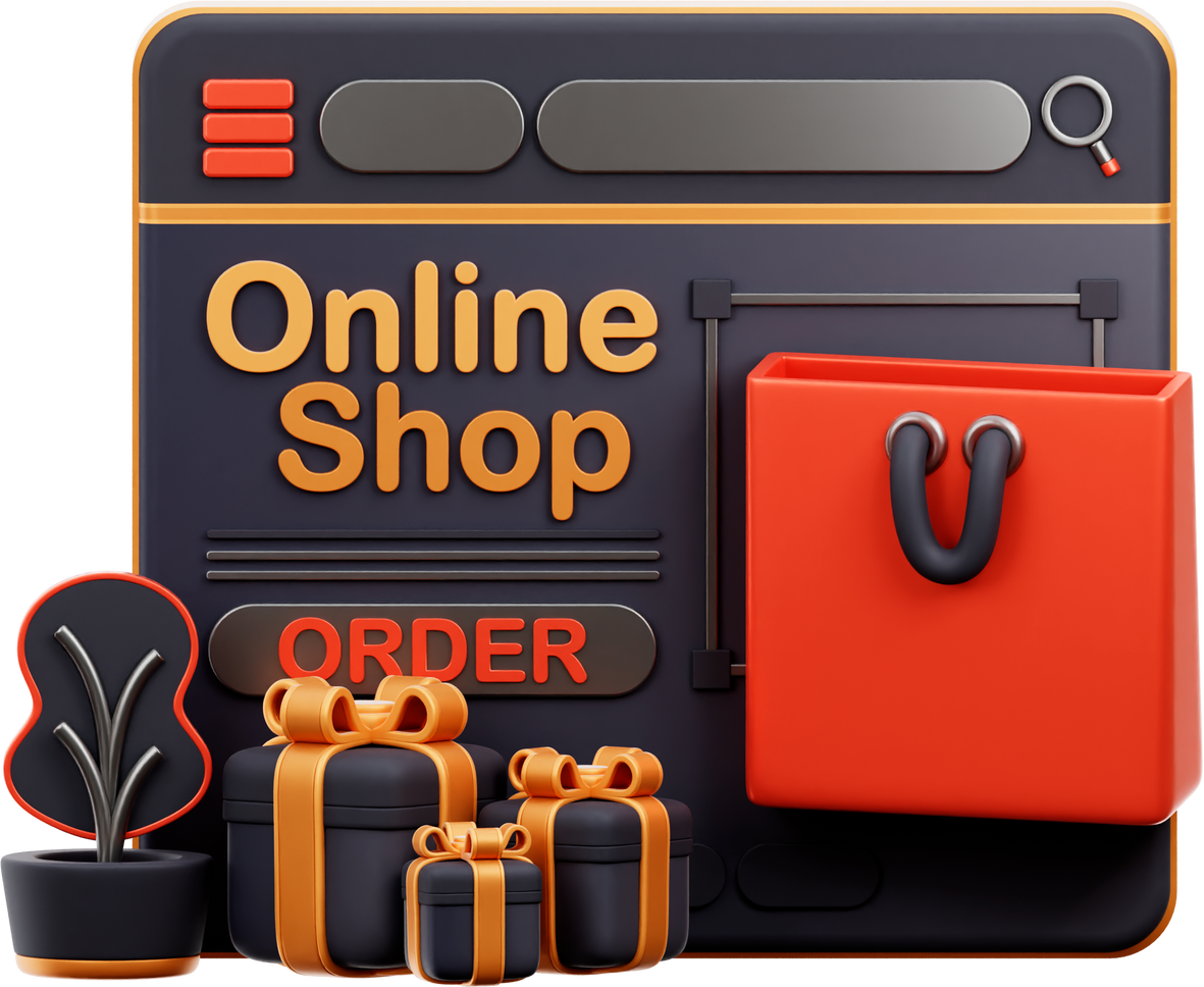 Online Shop Landing Page 3D Icon