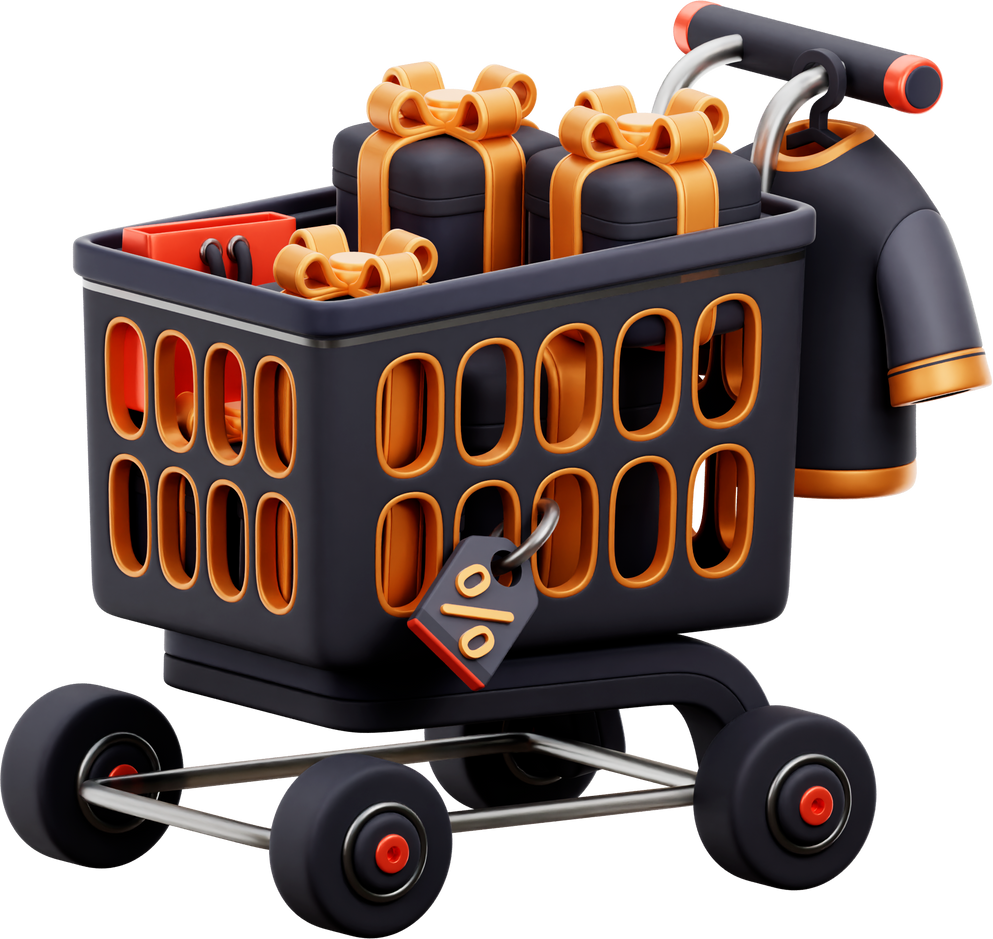 Shopping Cart Discount 3D Icon